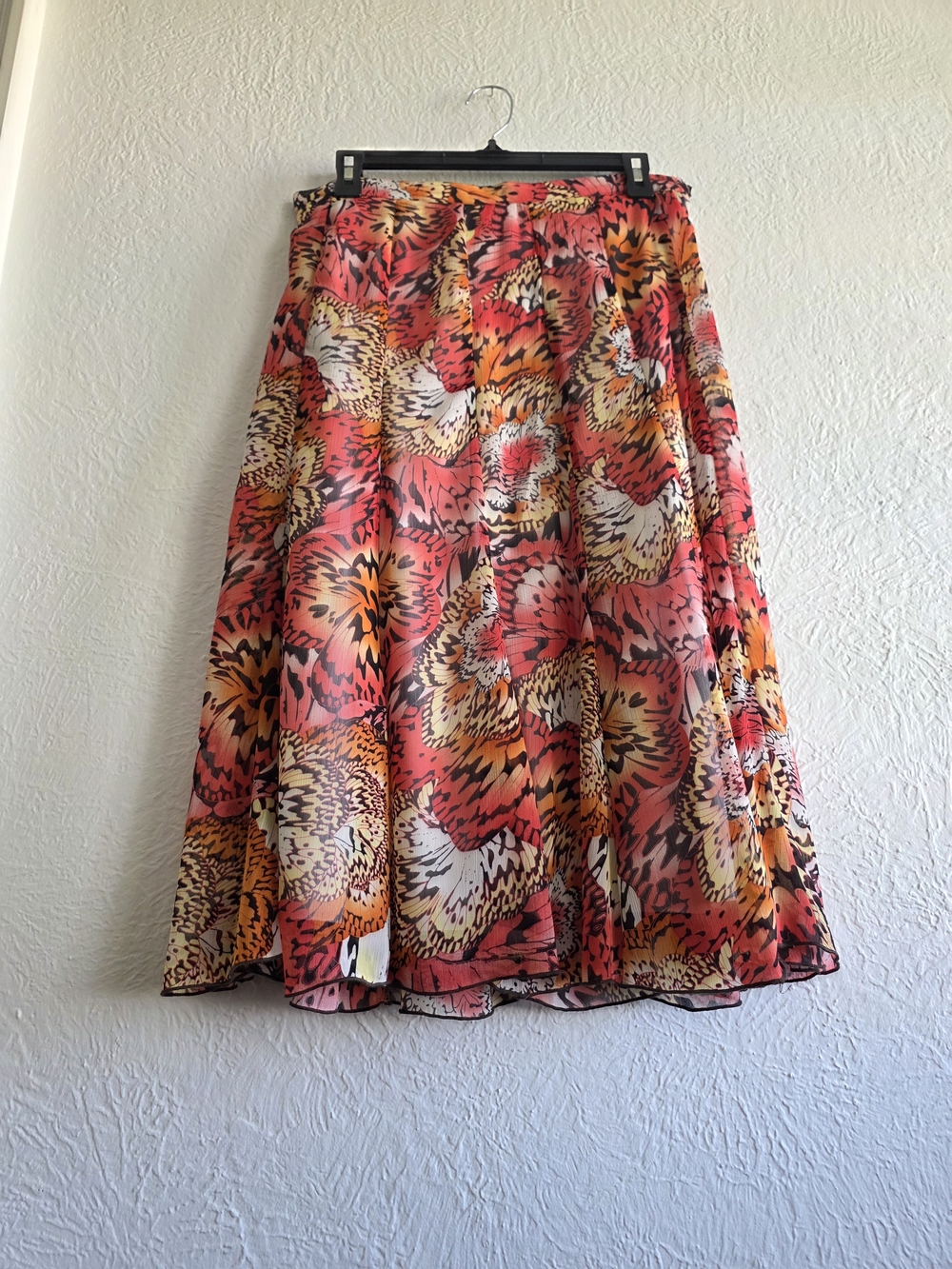 Elementz Vibrant Coral, Orange & Cream A-Line Skirt